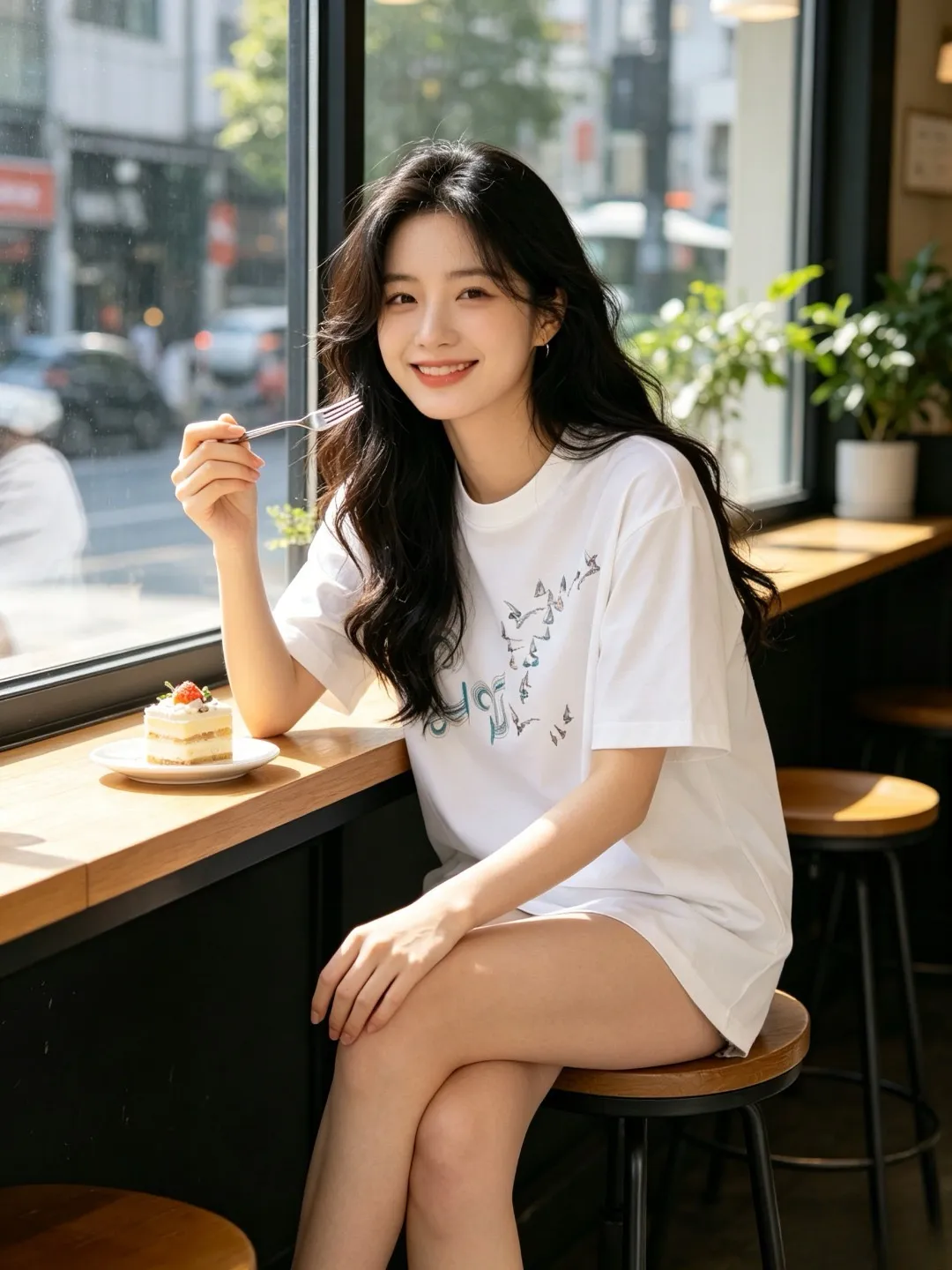 Louis Vuitton/Louis Vuitton gradient color thread sailboat and bird embroidery short sleeves